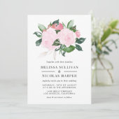 Aquarelle rose douce Roses Faire-part de mariage (Debout devant)