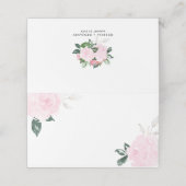 Aquarelle rose douce Roses Floral Cartes de Place (Extérieur déplié)