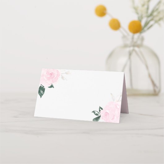 Aquarelle rose douce Roses Floral Cartes de Place (Devant)