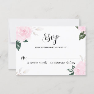Aquarelle rose douce Roses mariage RSVP