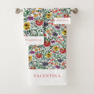Aquarelle rose élégant Motif floral foncé