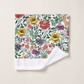 Aquarelle rose élégant Motif floral foncé (Gant de toilette)