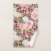 Aquarelle rose Empreinte de léopard Floral (Serviette à main)
