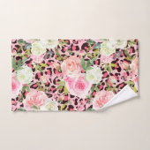 Aquarelle rose Empreinte de léopard Floral (Serviette à main)