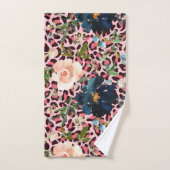 Aquarelle rose Empreinte de léopard Floral (Serviette à main)