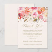 Aquarelle rose en Sympathie Merci Floral (Devant / Derrière)