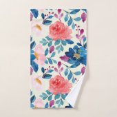 Aquarelle rose et bleu Floral (Serviette à main)
