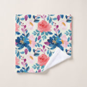 Aquarelle rose et bleu Floral (Gant de toilette)
