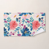 Aquarelle rose et bleu Floral (Serviette à main)