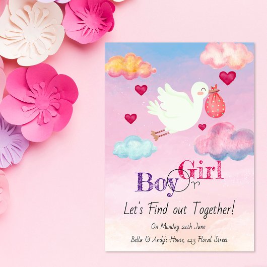 Aquarelle rose et bleu Genre Reveillez Invitation