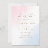 Aquarelle rose et bleu Genre Reveillez Invitation (Devant)