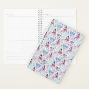 Aquarelle rose et bleu Motif de palmier