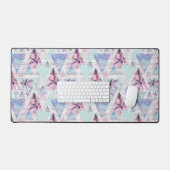 Aquarelle rose et bleu Motif de palmier (Clavier et souris)