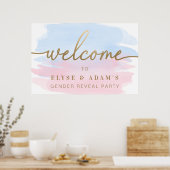 Aquarelle rose et bleu Sexe Révéler Affiche de bie (Cuisine)