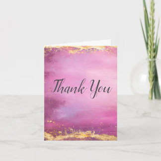 Aquarelle rose et Carte de remerciements de finiti