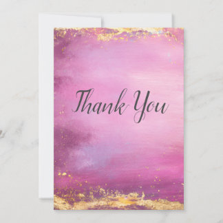 Aquarelle rose et Carte de remerciements de finiti
