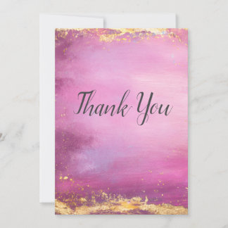 Aquarelle rose et Carte de remerciements de finiti