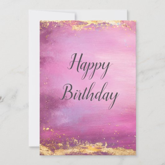 Aquarelle rose et dorée Foil Trier Carte d'anniver (Devant)