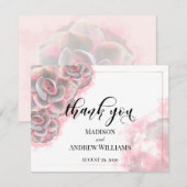 Aquarelle rose et gris Carte de remerciements de s (Devant / Derrière)