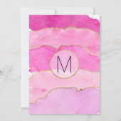 Aquarelle rose et invitation de mariage or (Dos)