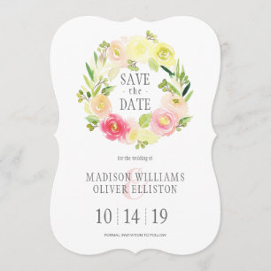 Aquarelle rose et jaune Florale   Save the date