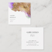 Aquarelle rose et or faux Carte de visite (Devant / Derrière)