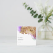 Aquarelle rose et or faux Carte de visite (Debout devant)