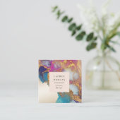 Aquarelle rose et or faux Carte de visite (Debout devant)