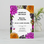 Aquarelle rose et orange Faire-part de mariage Flo (Debout devant)