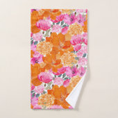 Aquarelle rose et orange Nom floral Monogramme (Serviette à main)