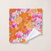 Aquarelle rose et orange Nom floral Monogramme (Gant de toilette)