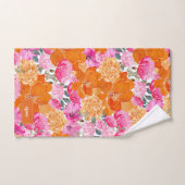 Aquarelle rose et orange Nom floral Monogramme (Serviette à main)