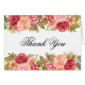 Aquarelle Rose et Parties scintillant Merci Notes (Devant Horizontal)