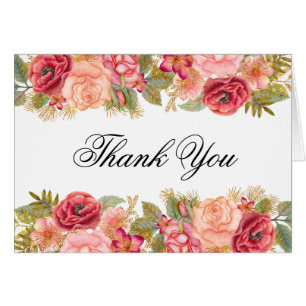 Aquarelle Rose et Parties scintillant Merci Notes