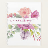 Aquarelle rose et pêche florale personnalisée (Devant)