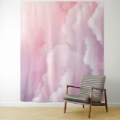 Aquarelle rose et pourpre Nuages Tapisserie (En situation)