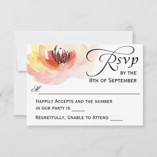 Aquarelle rose et rose RSVP florale (Devant)