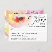 Aquarelle rose et rose RSVP florale (Devant / Derrière)