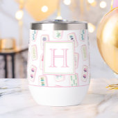 Aquarelle rose et vert Mahjong Tiles Monogramme