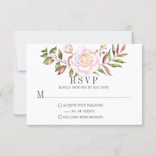 Aquarelle rose et vert Roses floraux RSVP