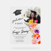 Aquarelle rose et violet Floral Photo Graduation (Recto)