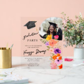 Aquarelle rose et violet Floral Photo Graduation (Mariage)