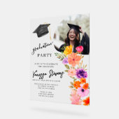 Aquarelle rose et violet Floral Photo Graduation (Angle)