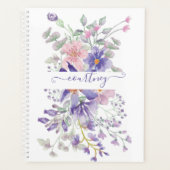 Aquarelle rose et violet florale personnalisée (Devant)