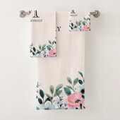 Aquarelle rose et violet Monogramme de bordure flo (En situation)