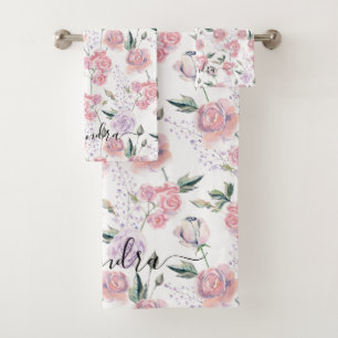 Aquarelle rose et violet Motif Floral Personnalis