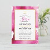 Aquarelle rose étoile bat mitzvah invitation SHIRA (Debout devant)