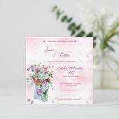 Aquarelle rose Faire-part de mariage de bouquet fl (Debout devant)