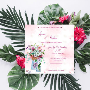 Aquarelle rose Faire-part de mariage de bouquet fl