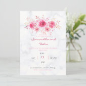 Aquarelle rose Faire-part de mariage de bouquet fl (Debout devant)